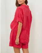 Shirt van 100% linnen Marshmallow Coral