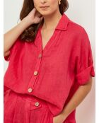 Shirt van 100% linnen Marshmallow Coral