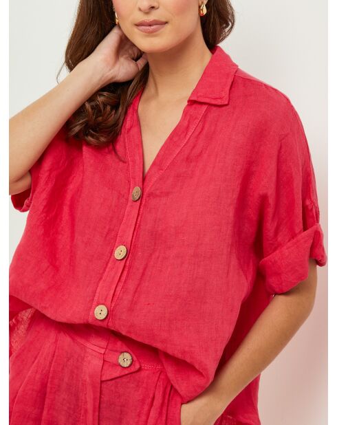 Shirt van 100% linnen Marshmallow Coral