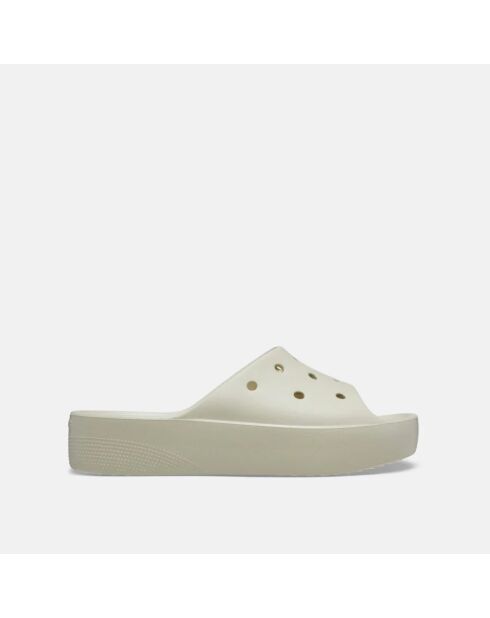 Mules con plataforma clásicas de color beige