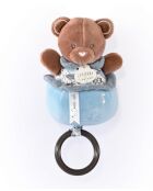 Boîte à musique Ours Boh'aime marron/bleu - 20 cm