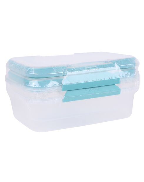 Caja hermética con clip azul y transparente - 2L