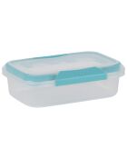 Caja hermética con clip azul y transparente, 0,6 L