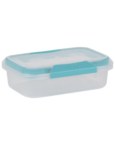 Caja hermética con clip azul y transparente, 0,6 L