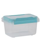 Caja hermética con clip azul y transparente, 0,35 L