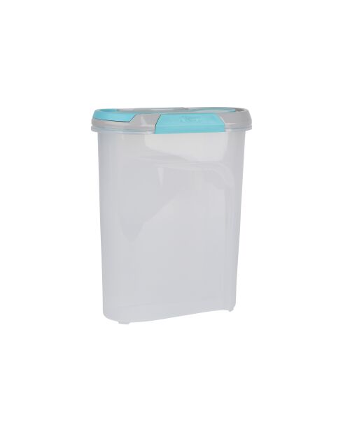 Caja de cereales Fresh Seal con clips fáciles de usar en verde en azul y transparente, 5 litros