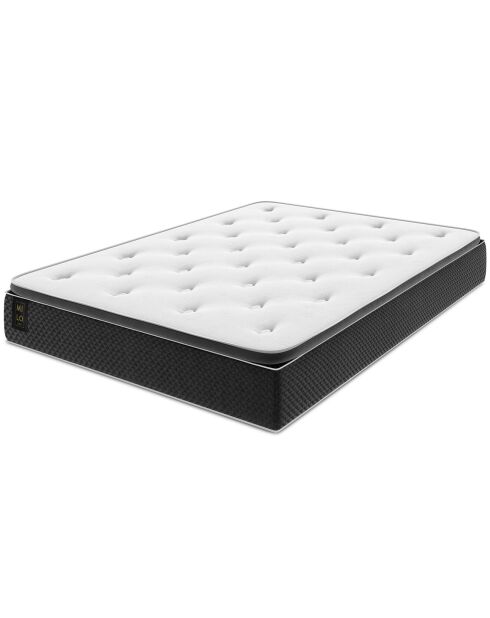 Matelas à ressorts ensachés Este blanc/noir - 200x200 cm