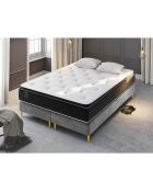 Matelas à ressorts ensachés Este blanc/noir - 200x200 cm