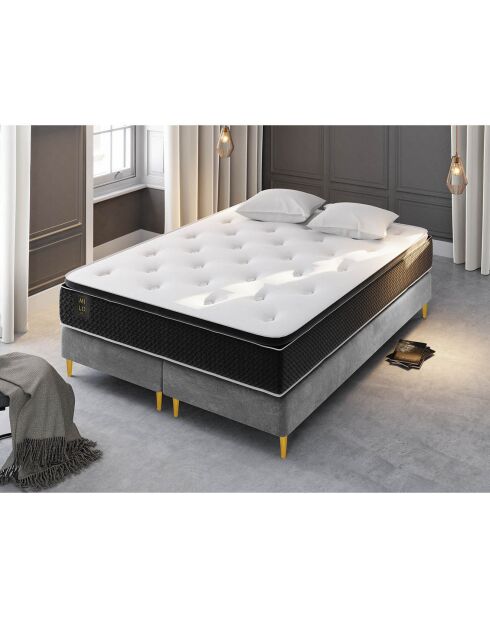 Matelas à ressorts ensachés Este blanc/noir - 200x200 cm