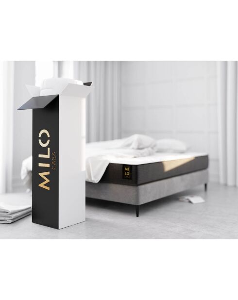 Matelas à ressorts ensachés Este blanc/noir - 200x200 cm