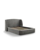 Lit avec tête de lit en velours gris clair - 103x216x222 cm