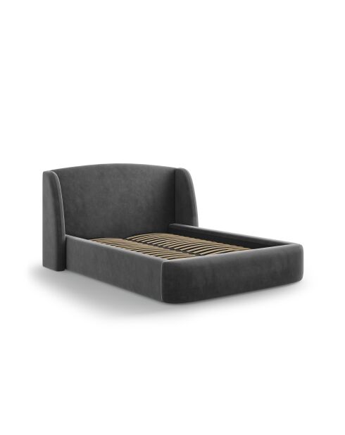 Bett mit grauem Samtkopfteil - 103x216x202 cm
