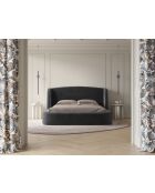 Bed met grijs fluwelen hoofdeinde - 103x216x202 cm