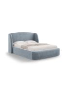Bett mit hellblauem Samtkopfteil - 103x216x242 cm