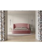 Lit avec tête de lit en velours rose - 103x216x182 cm