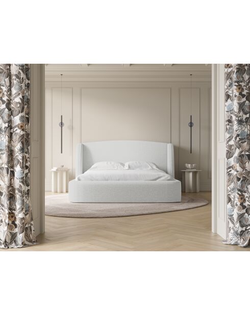 Lit avec tête de lit gris clair froid - 103x216x202 cm