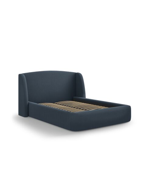 Lit avec tête de lit bleu foncé - 103x216x202 cm