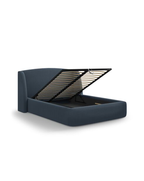 Lit avec tête de lit bleu foncé - 103x216x202 cm