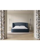 Lit avec tête de lit bleu foncé - 103x216x202 cm