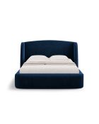 Lit avec tête de lit en velours bleu roi - 103x216x222 cm