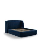 Lit avec tête de lit en velours bleu roi - 103x216x222 cm