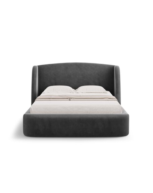Bett mit grauem Samtkopfteil - 103x216x222 cm