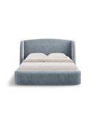 Bed met lichtblauw fluwelen hoofdeinde - 103x216x202 cm