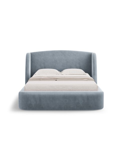 Bed met lichtblauw fluwelen hoofdeinde - 103x216x202 cm