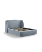 Bed met lichtblauw fluwelen hoofdeinde - 103x216x182 cm