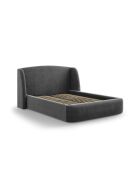 Bett mit grauem Samtkopfteil - 103x216x242 cm