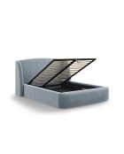 Bed met lichtblauw fluwelen hoofdeinde - 103x216x222 cm