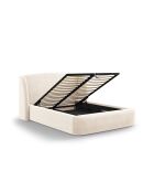 Lit avec tête de lit en velours beige clair - 103x216x202 cm