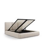 Lit coffre avec tête de lit beige - 100x220x180 cm