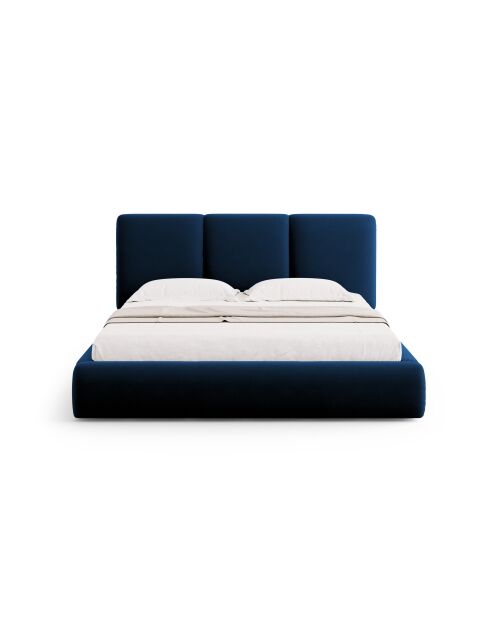 Fluwelen borstbed met koningsblauw hoofdeinde - 100x220x220 cm