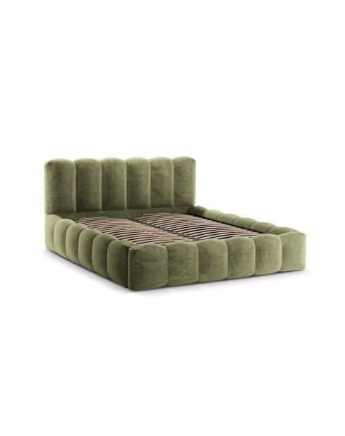 Lit coffre avec tête de lit vert clair - 95x226x226 cm