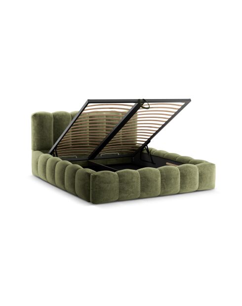 Lit coffre avec tête de lit vert clair - 95x226x226 cm