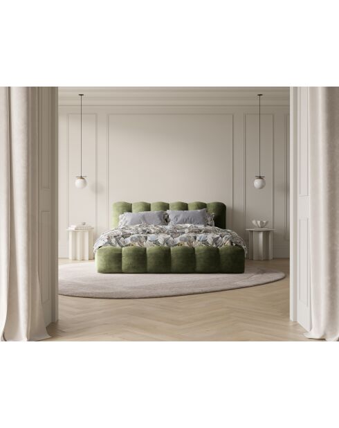 Lit coffre avec tête de lit vert clair - 95x226x226 cm