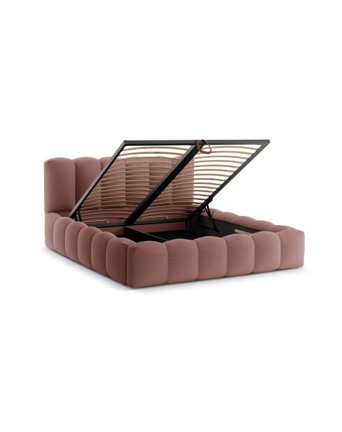 Truhenbett mit dunkelrosa Kopfteil - 95x226x226 cm