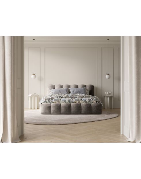 Lit coffre avec tête de lit cappuccino - 95x226x226 cm