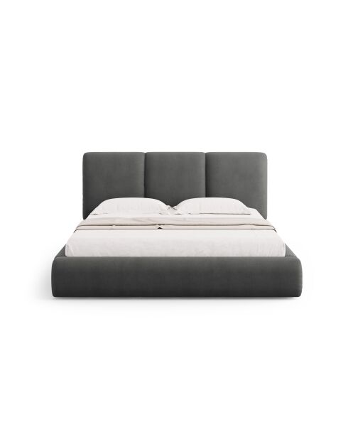 Truhenbett mit dunkelgrauem Kopfteil - 100x220x160 cm