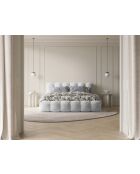 Lit coffre avec tête de lit argent - 95x226x166 cm