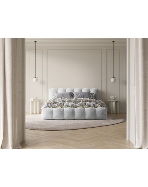Lit coffre avec tête de lit argent - 95x226x166 cm
