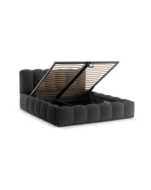 Lit coffre avec tête de lit anthracite - 95x226x186 cm