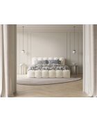 Lit coffre avec tête de lit beige clair - 95x226x186 cm