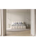 Truhenbett mit hellbeigem Kopfteil - 95x226x206 cm