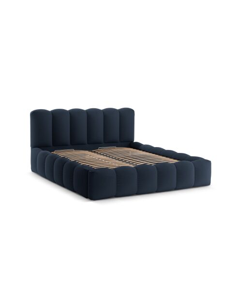 Lit coffre avec tête de lit bleu roi - 95x226x226 cm