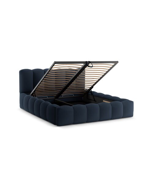 Lit coffre avec tête de lit bleu roi - 95x226x226 cm