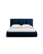 Lit Coffre en velours avec tête de lit bleu roi - 100x220x180 cm