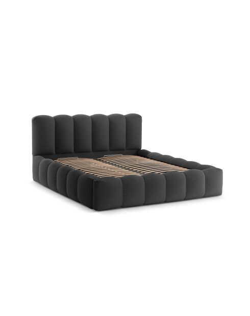 Lit coffre avec tête de lit anthracite - 95x226x206 cm