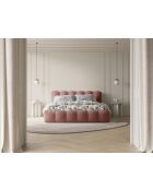 Lit coffre avec tête de lit rose foncé - 95x226x166 cm